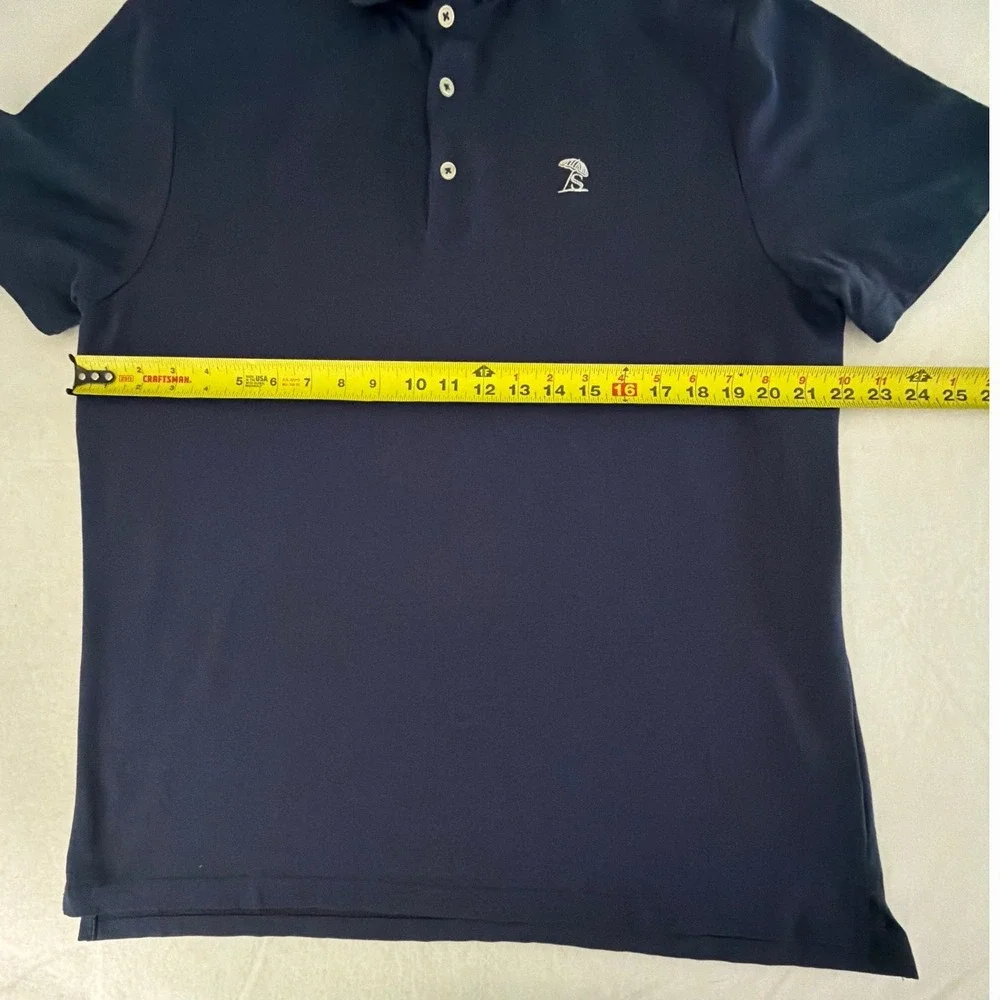 Boast Mens Navy Blue Short Sleeve Cotton Blend Pique Polo Shirt Size Large